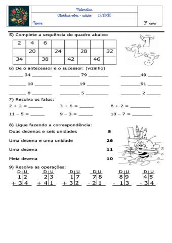 3º ano - Adição e subtração