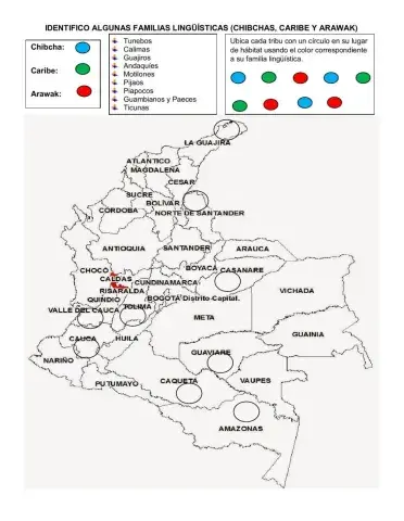 Identifico algunas familias lingüísticas (chibchas, caribe y arawak)