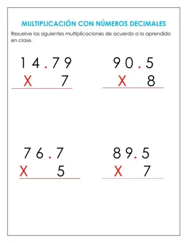 Multiplicación con decimales