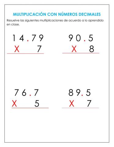 Multiplicación con decimales