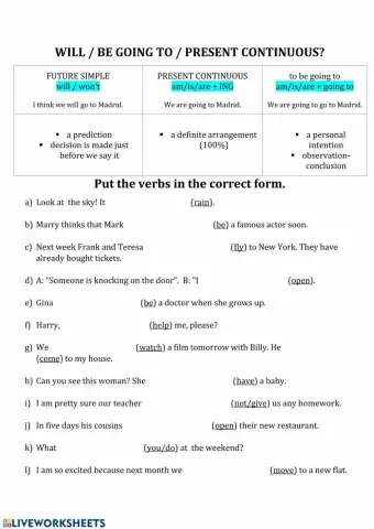 Future Forms - Will - Going to - Present Continuous