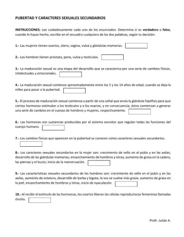 Pubertad y caracteres sexuales secundarios