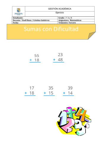Sumas con dificultad