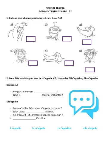 Fiche de travail S'APPELER