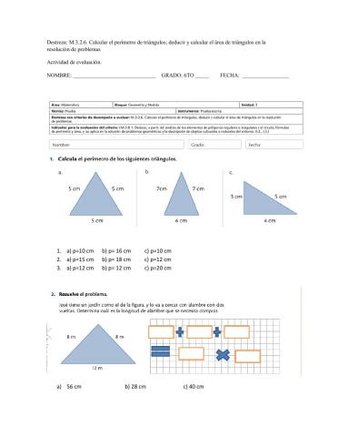 Perímetros de triángulos