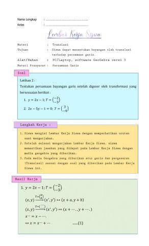 Hasil Tranlasi Terhadap Garis
