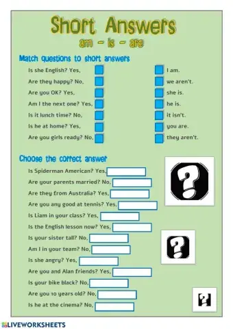 Verb to be - short answers