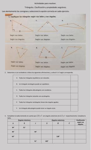 Triángulos. Clasificación y propiedades