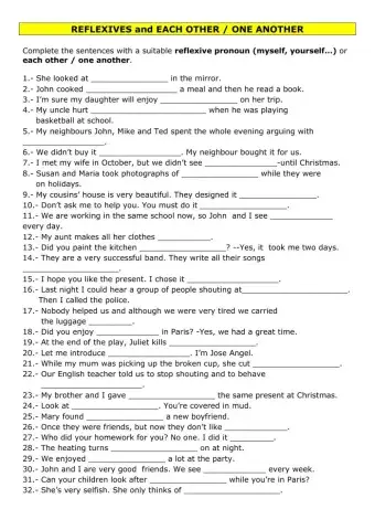 Reflexive pronouns or each other-one another