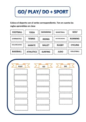 4rd - Play, go or do + sport (matching alphabetically)