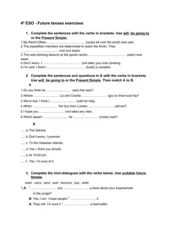 Future Tenses Exercises 4ºESO