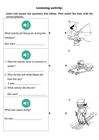 Holiday Activities: Listening (enrichment)