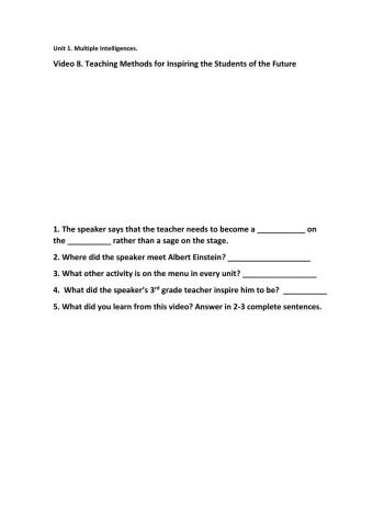 Teaching Methods for Inspiring the Students of the Future