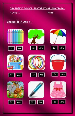 English worksheet ( is - are )