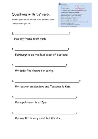 Wh questions with be