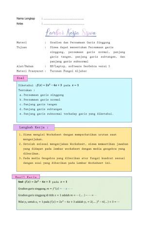 Gradien dan Persamaan Garis Singgung