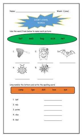 Short Vowels - Spelling