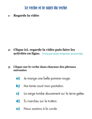 Le verbe et le sujet du verbe