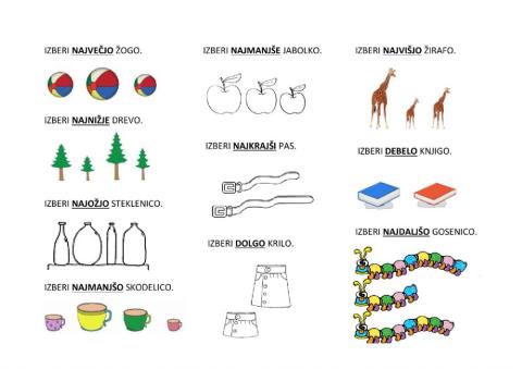 Primerjamo lastnosti - najkrajši, najdaljši ...