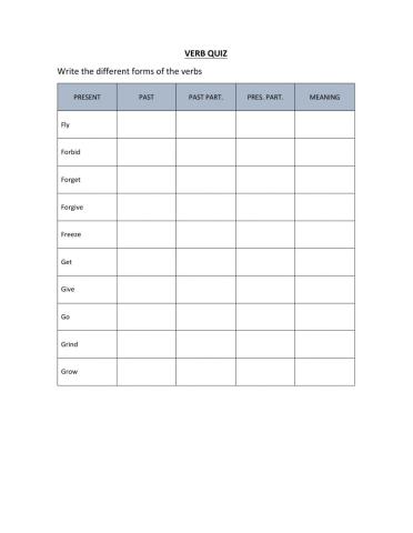 Verb Quiz 5