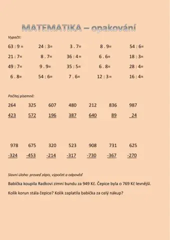 MATEMATIKA - opakování