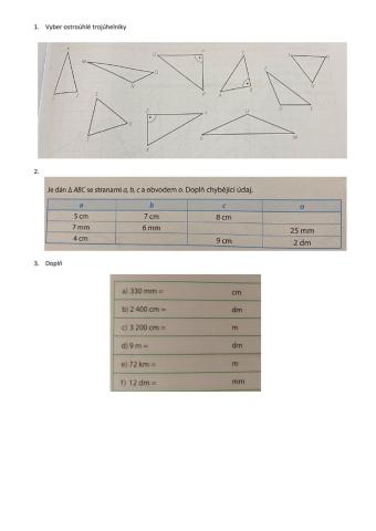 Trojúhelníky a jednotky délky