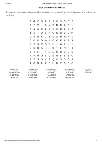 Caça palavras sufixo