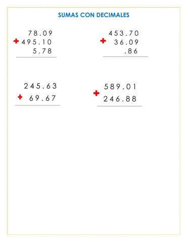 Sumas con decimales