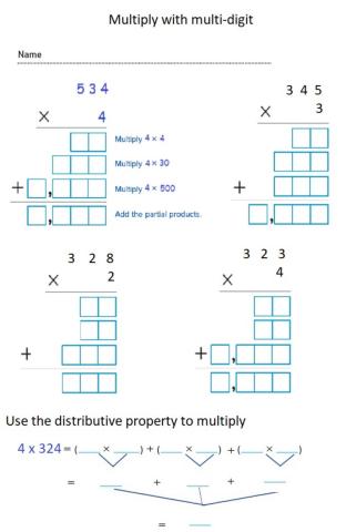 Multi-digit multiplication by 1 digit