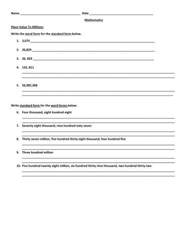 Standard and word form