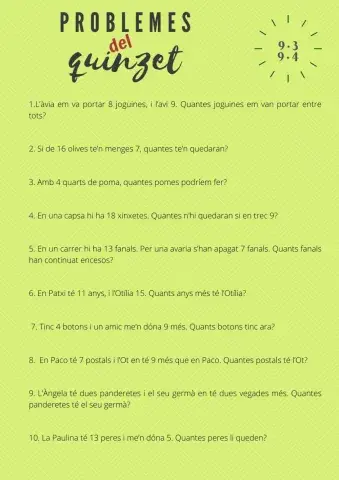 Problemes del quinzet 9.3 i 9.4