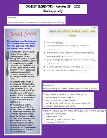Elementary - Unit 8 (Reading)