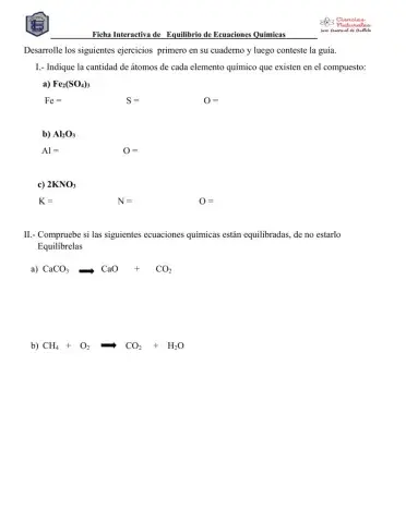 Equilibrio Ecuaciones Químicas