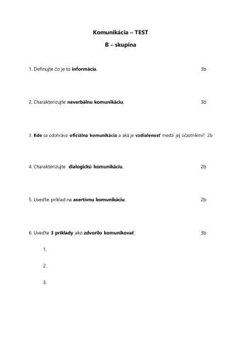 Komunikácia test B