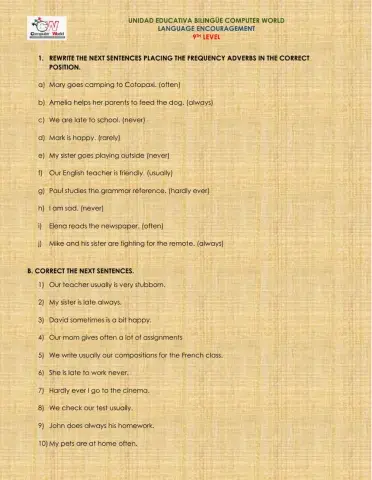Frequency adverbs in simple present