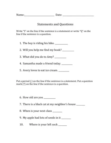 Statements and Questions