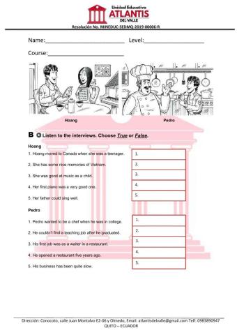 Interchange Listening Worksheet - Unit 1