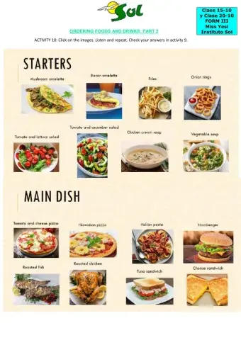 Ordering foods and drinks part 2
