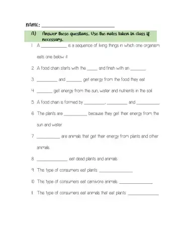 Living things an food chains