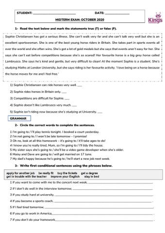 Midterm exam kings- october 2020