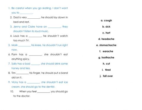 Vocabulary list -9 - Spelling - Matching