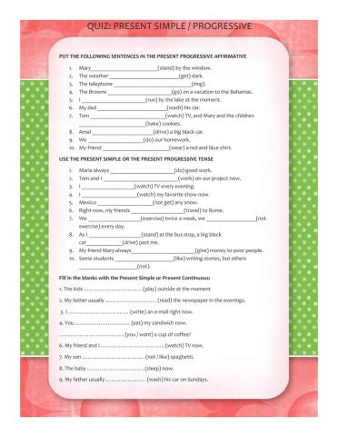 Quiz: Present Simple-Present Continuous