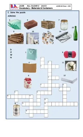 JU2B UNIT 8 VOCABULARY MATERIALS AND CONTAINERS