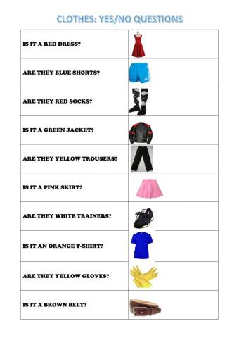 Clothes: Yes-No questions