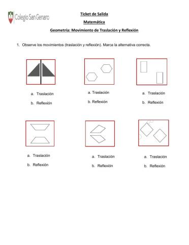 Movimientos de traslación y reflexión Colegio San Genaro