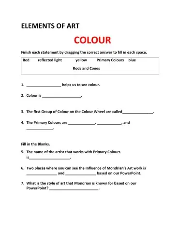 Primary Colours and Piet Mondrian