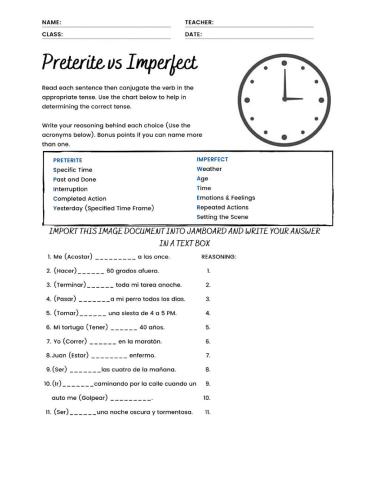 Preterite Vs Imperfect