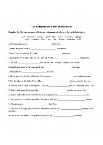 Comparative and Superlative of adjectives