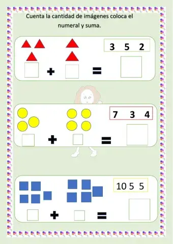 Cuenta las imágenes coloca el numeral y suma.