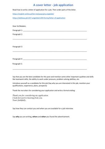 A cover letter -layout and vocab